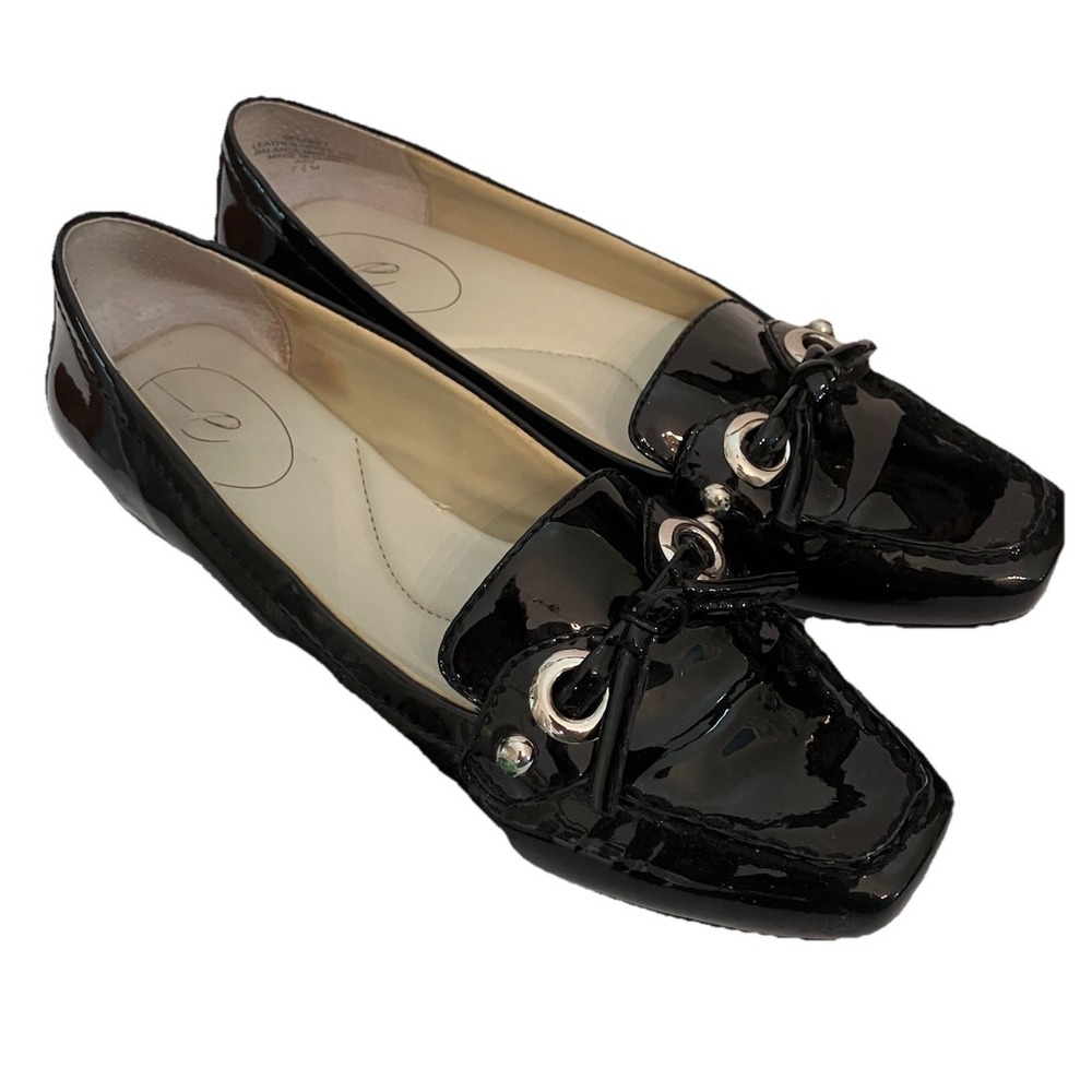 Eileen Shields Shoes Black Patent Leather Size 7 1/2 Loafer Worn Once